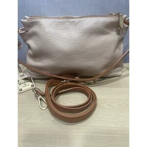 Valentina Italia Crossbody Shoulder Bag Clutch Pebbled Taupe/Beige
